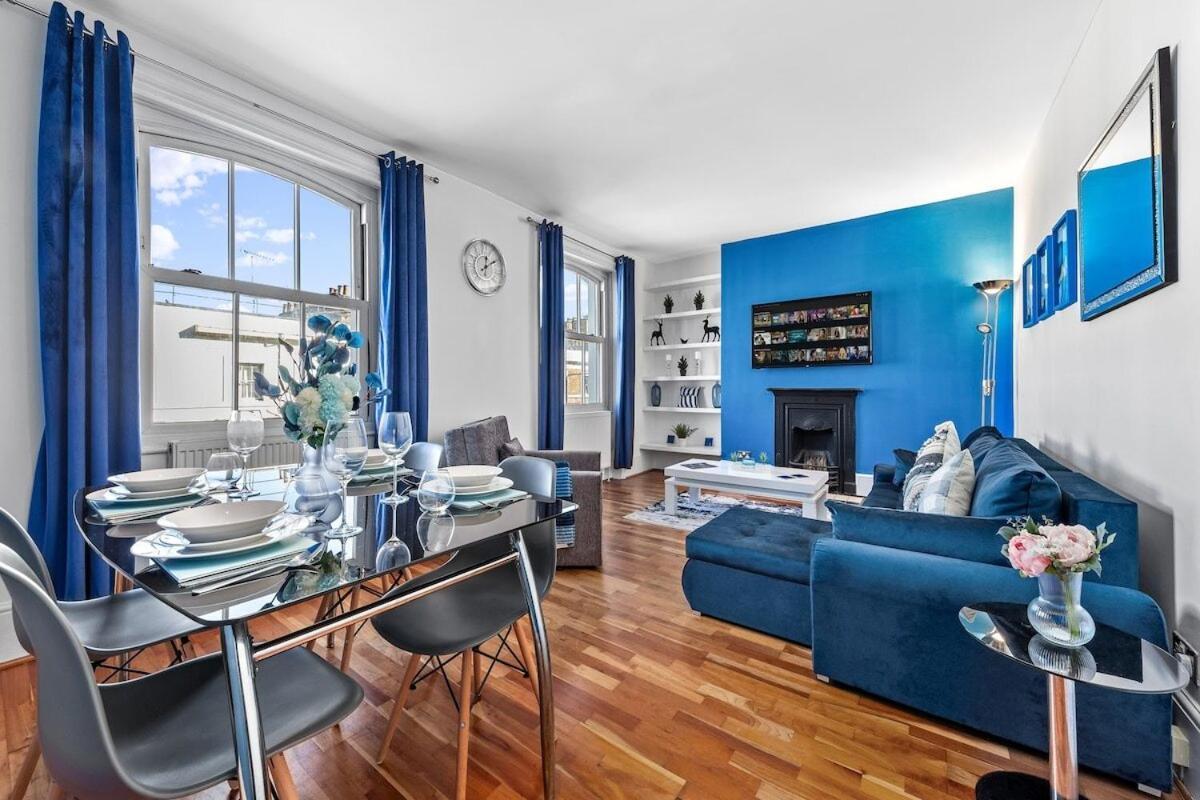 Balcony Blue Theme 1 Bedroom Central London Luxury Flat Near Hyde Park! Accommodates Up To 6! Double Sofa Bed And Next To Station! 외부 사진