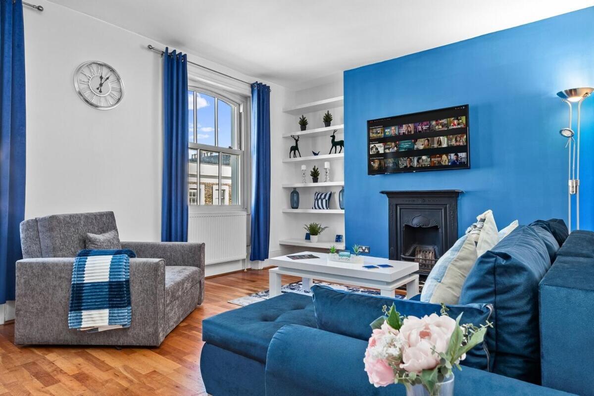 Balcony Blue Theme 1 Bedroom Central London Luxury Flat Near Hyde Park! Accommodates Up To 6! Double Sofa Bed And Next To Station! 외부 사진