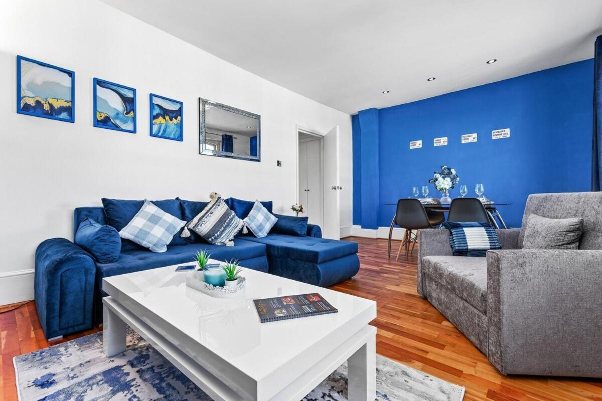 Balcony Blue Theme 1 Bedroom Central London Luxury Flat Near Hyde Park! Accommodates Up To 6! Double Sofa Bed And Next To Station! 외부 사진